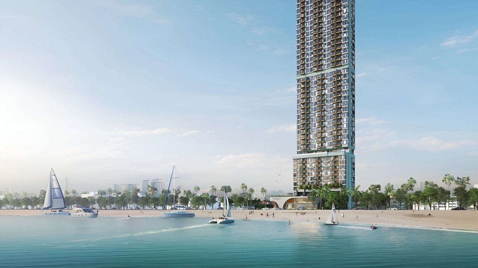 Arom Jomtien — вид на комплекс с моря